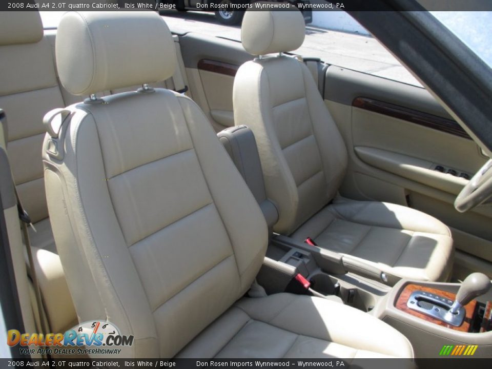 2008 Audi A4 2.0T quattro Cabriolet Ibis White / Beige Photo #15