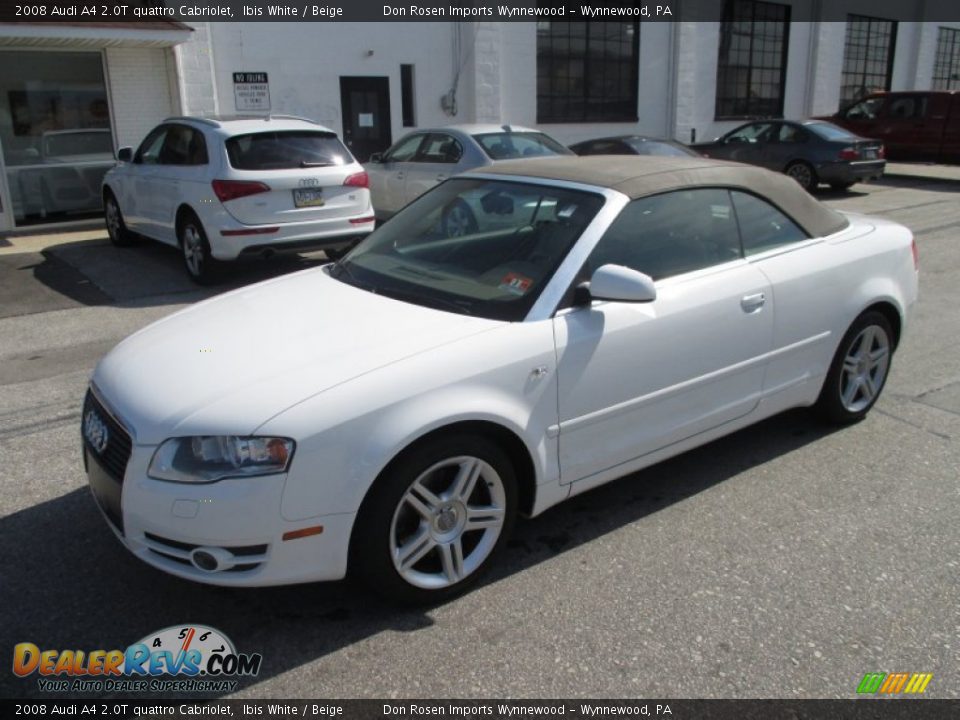 2008 Audi A4 2.0T quattro Cabriolet Ibis White / Beige Photo #17