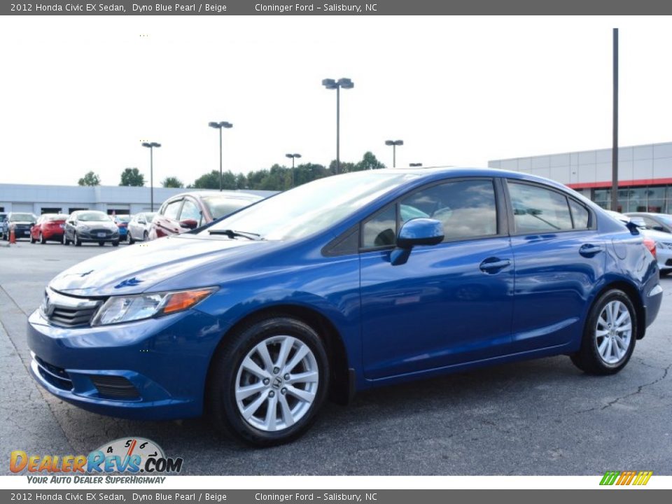 2012 Honda Civic EX Sedan Dyno Blue Pearl / Beige Photo #3
