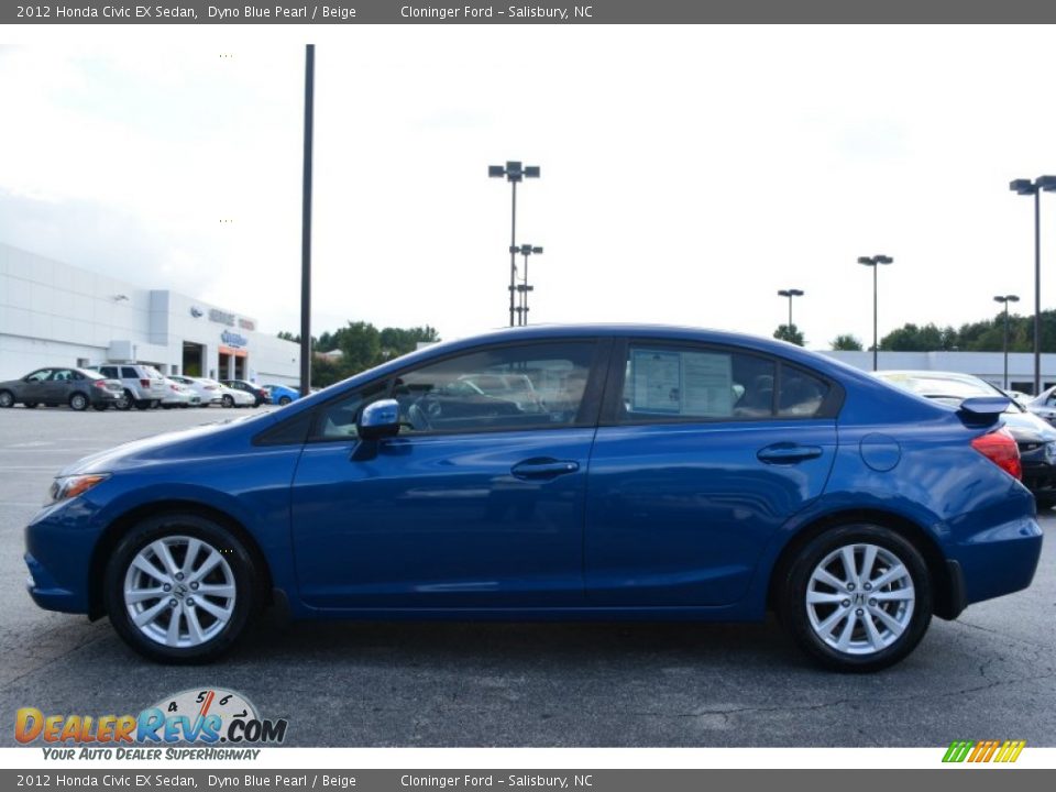 2012 Honda Civic EX Sedan Dyno Blue Pearl / Beige Photo #6
