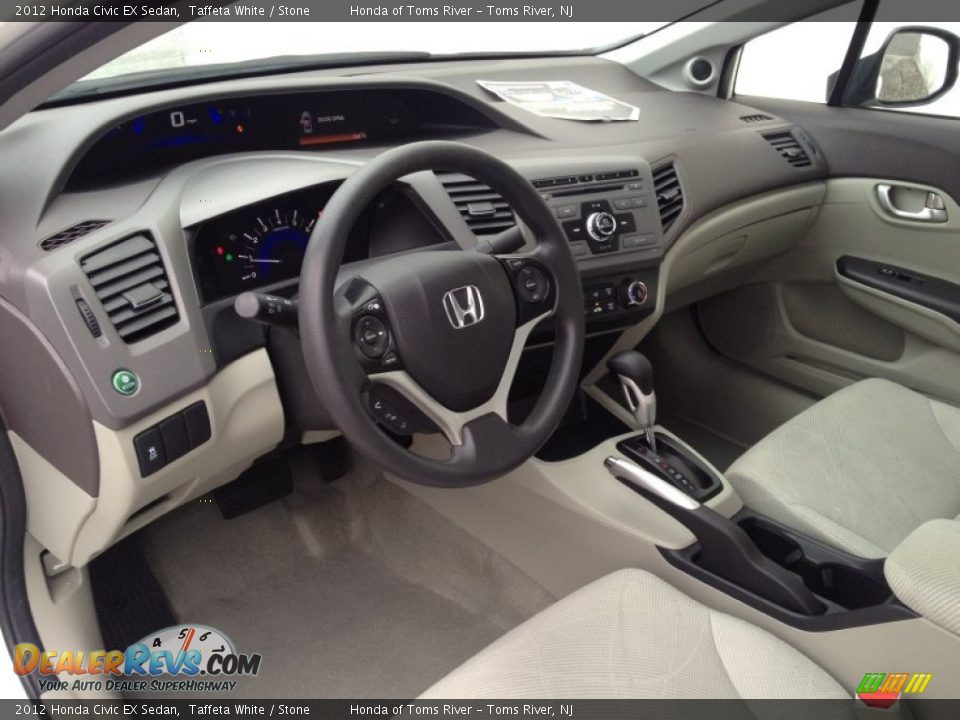 2012 Honda Civic EX Sedan Taffeta White / Stone Photo #14