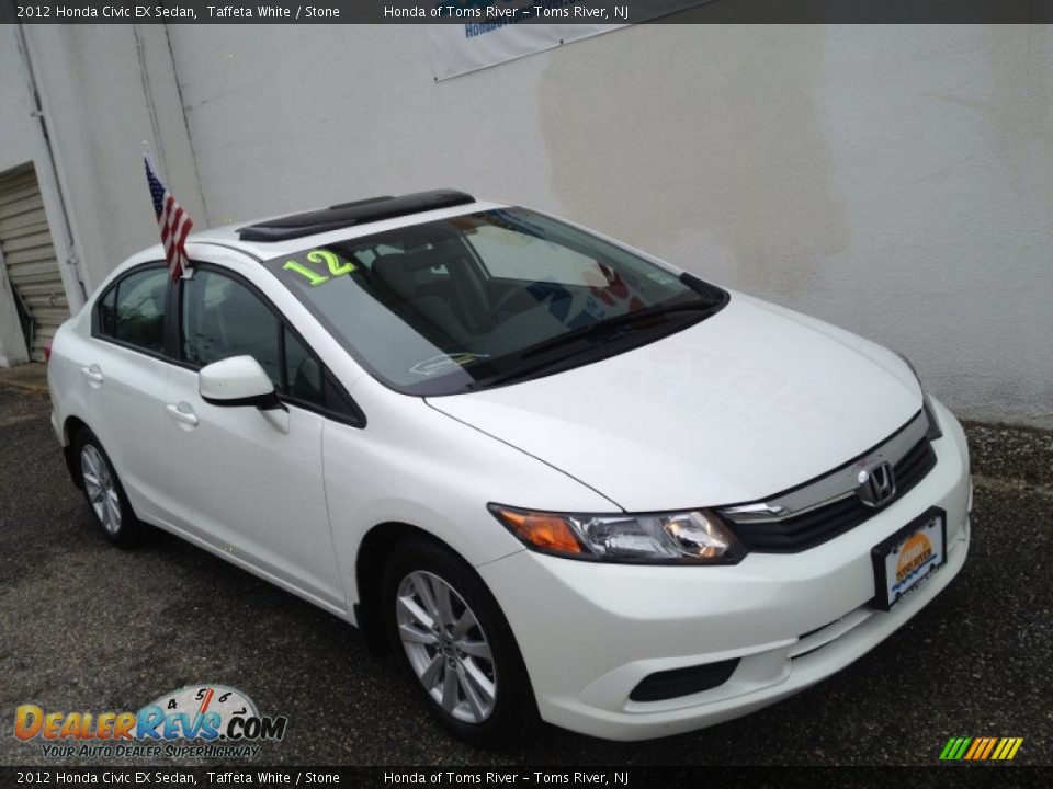 2012 Honda Civic EX Sedan Taffeta White / Stone Photo #33