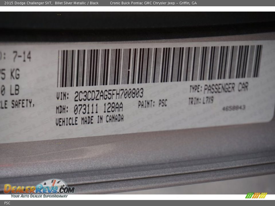Dodge Color Code PSC Billet Silver Metallic