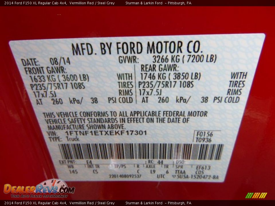 2014 Ford F150 XL Regular Cab 4x4 Vermillion Red / Steel Grey Photo #14