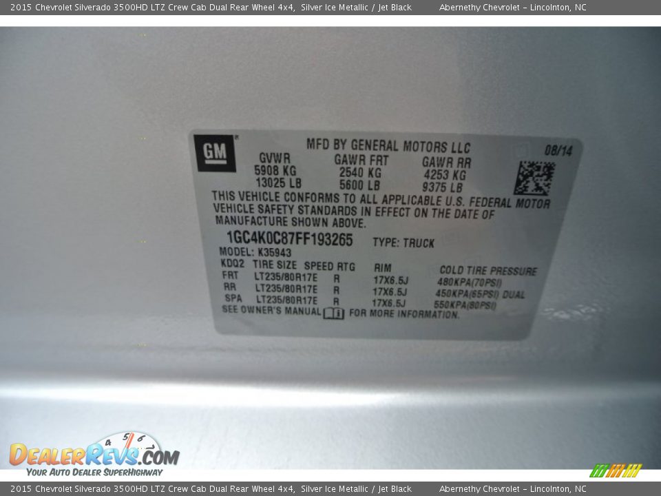 2015 Chevrolet Silverado 3500HD LTZ Crew Cab Dual Rear Wheel 4x4 Silver Ice Metallic / Jet Black Photo #7