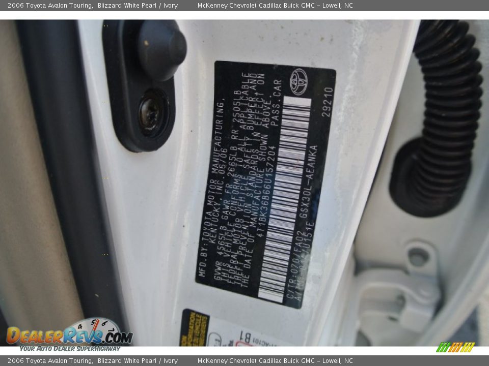 2006 Toyota Avalon Touring Blizzard White Pearl / Ivory Photo #7