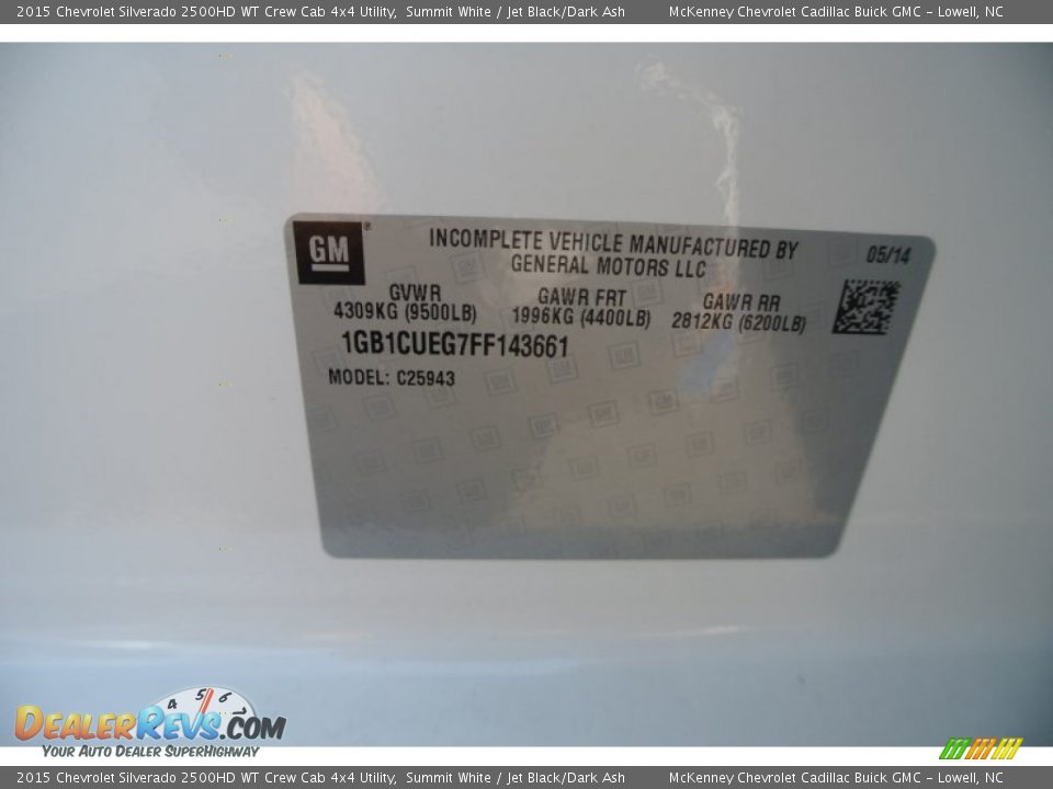 2015 Chevrolet Silverado 2500HD WT Crew Cab 4x4 Utility Summit White / Jet Black/Dark Ash Photo #7