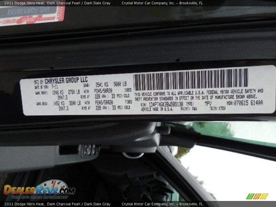 2011 Dodge Nitro Heat Dark Charcoal Pearl / Dark Slate Gray Photo #23