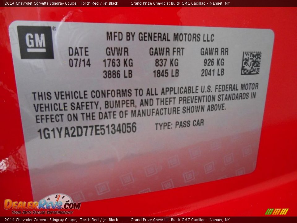 2014 Chevrolet Corvette Stingray Coupe Torch Red / Jet Black Photo #18