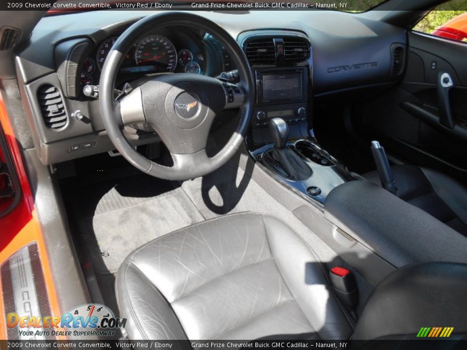 Ebony Interior - 2009 Chevrolet Corvette Convertible Photo #10