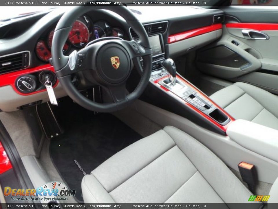 Black/Platinum Grey Interior - 2014 Porsche 911 Turbo Coupe Photo #16