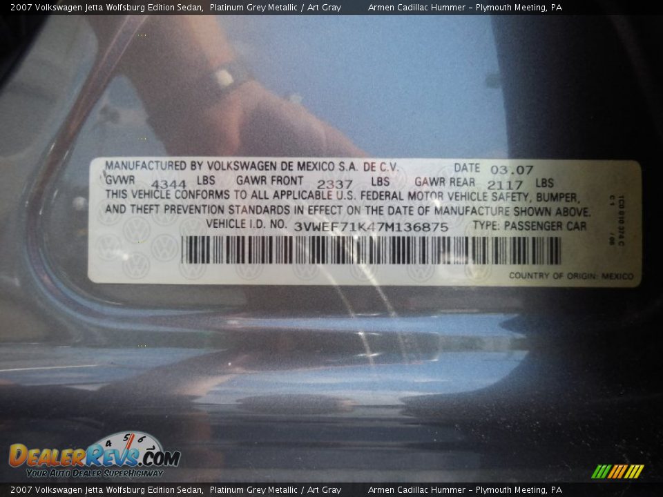 2007 Volkswagen Jetta Wolfsburg Edition Sedan Platinum Grey Metallic / Art Gray Photo #27