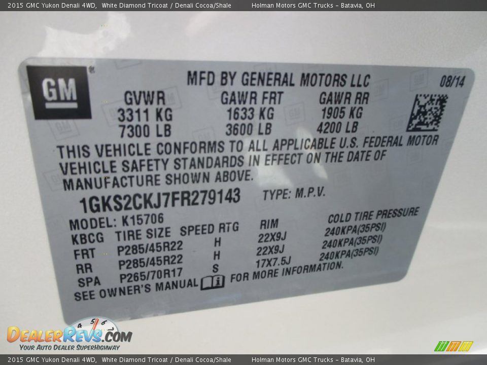 2015 GMC Yukon Denali 4WD White Diamond Tricoat / Denali Cocoa/Shale Photo #5