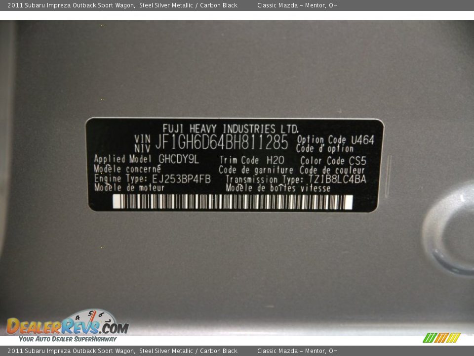 2011 Subaru Impreza Outback Sport Wagon Steel Silver Metallic / Carbon Black Photo #17