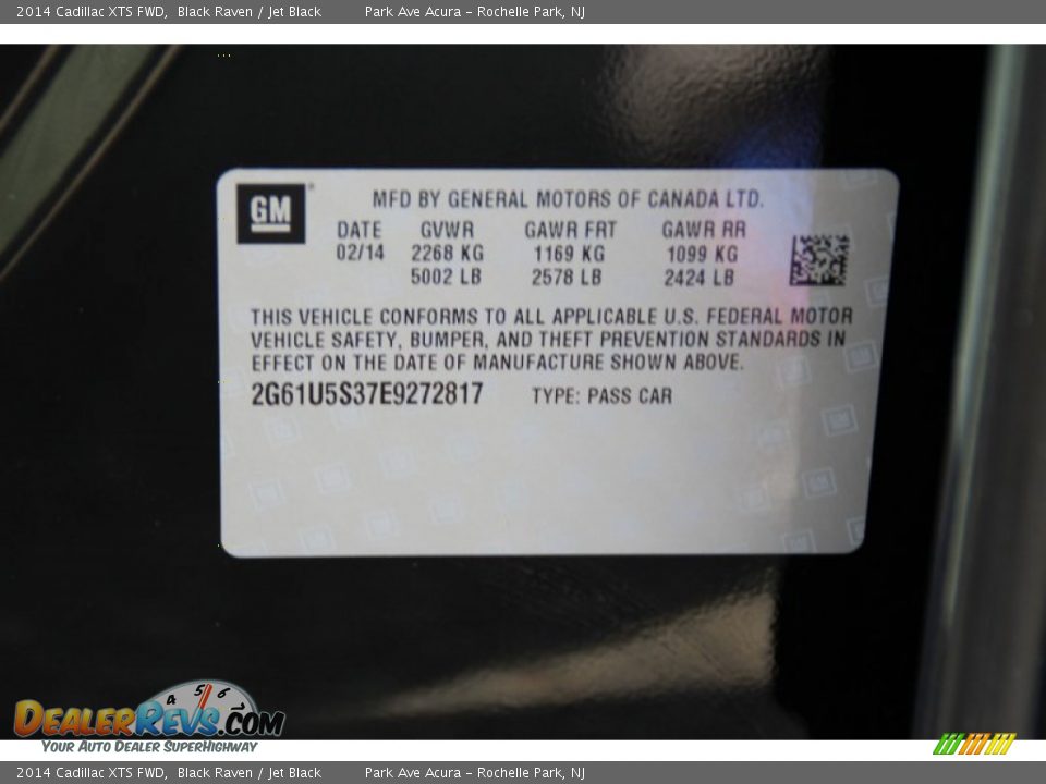 Info Tag of 2014 Cadillac XTS FWD Photo #33
