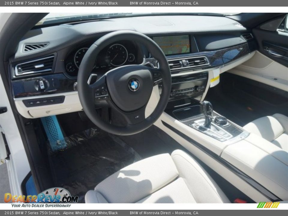 Ivory White/Black Interior - 2015 BMW 7 Series 750i Sedan Photo #6
