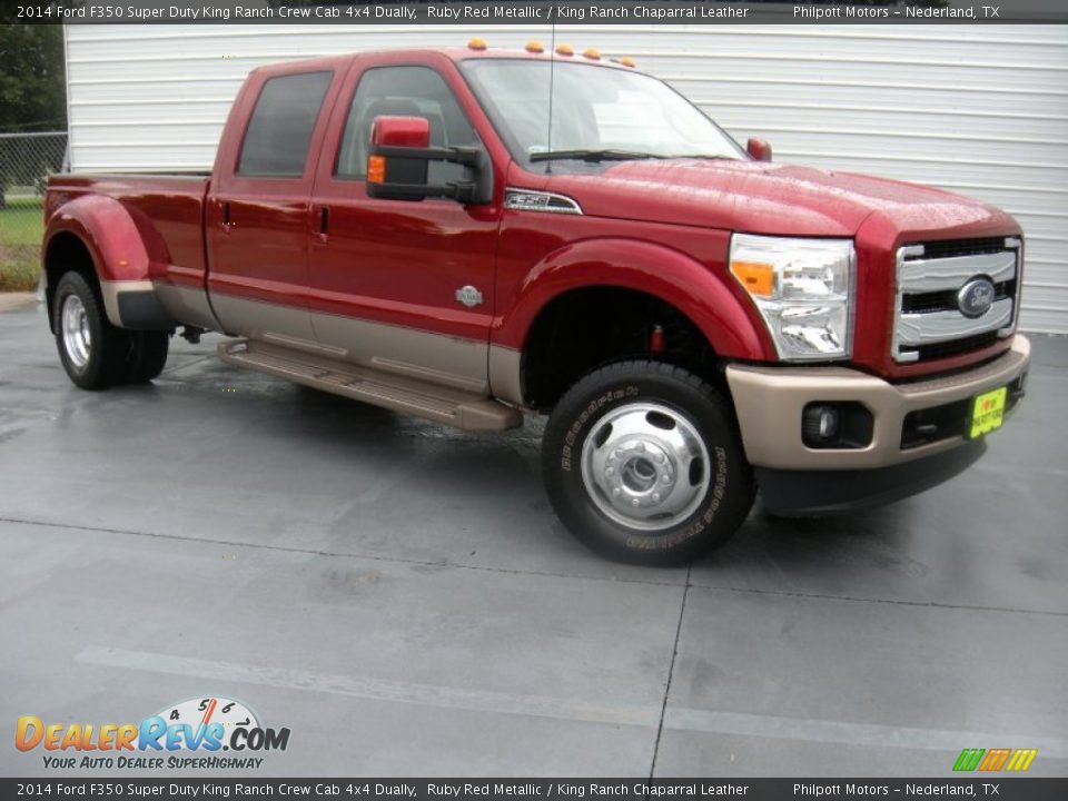 2014 Ford F350 Super Duty King Ranch Crew Cab 4x4 Dually Ruby Red Metallic / King Ranch Chaparral Leather Photo #1