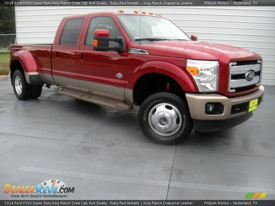 2014 Ford F350 Super Duty King Ranch Crew Cab 4x4 Dually Ruby Red Metallic / King Ranch Chaparral Leather Photo #2