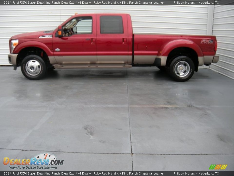 2014 Ford F350 Super Duty King Ranch Crew Cab 4x4 Dually Ruby Red Metallic / King Ranch Chaparral Leather Photo #3