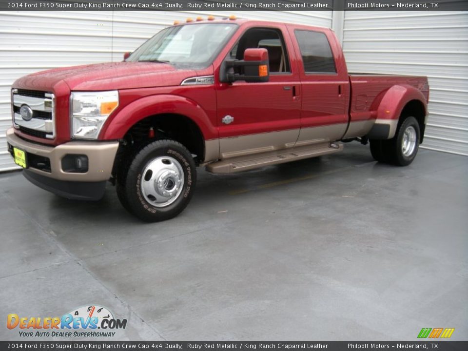 2014 Ford F350 Super Duty King Ranch Crew Cab 4x4 Dually Ruby Red Metallic / King Ranch Chaparral Leather Photo #4