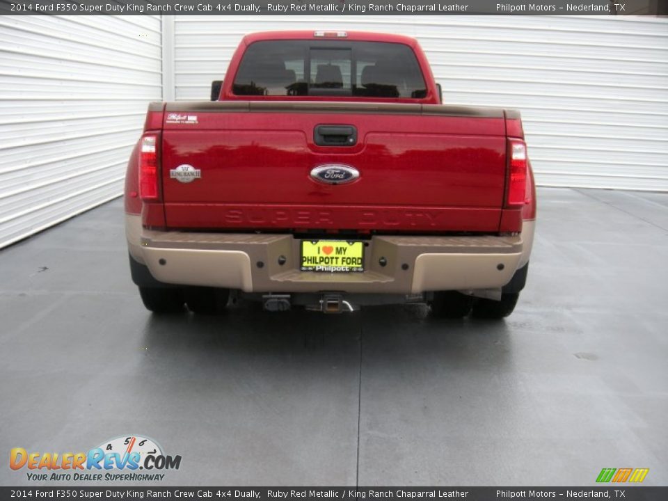 2014 Ford F350 Super Duty King Ranch Crew Cab 4x4 Dually Ruby Red Metallic / King Ranch Chaparral Leather Photo #10