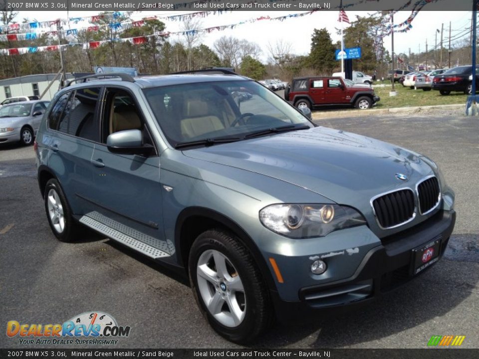 2007 BMW X5 3.0si Mineral Green Metallic / Sand Beige Photo #5