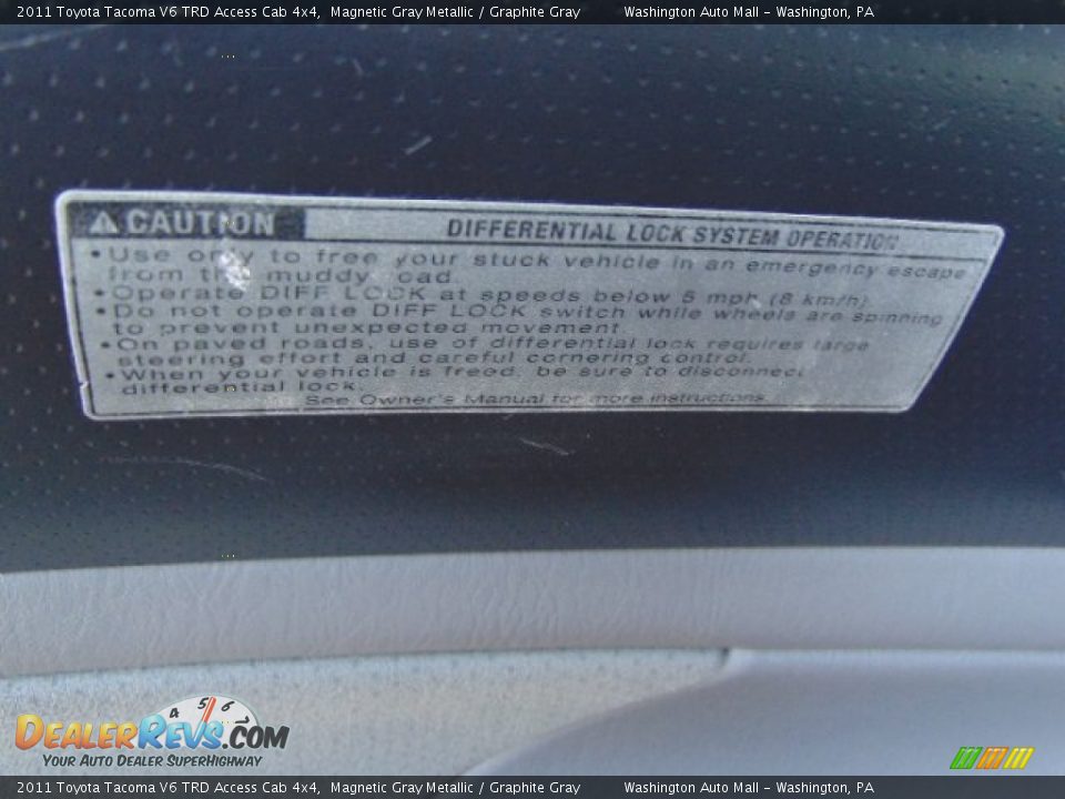 2011 Toyota Tacoma V6 TRD Access Cab 4x4 Magnetic Gray Metallic / Graphite Gray Photo #15
