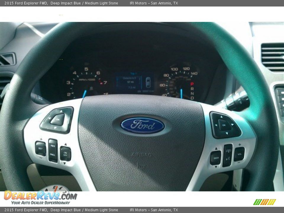 2015 Ford Explorer FWD Deep Impact Blue / Medium Light Stone Photo #18