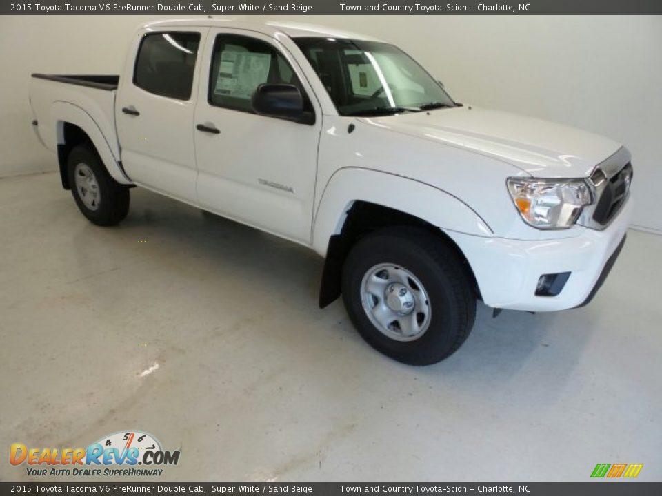 2015 Toyota Tacoma V6 PreRunner Double Cab Super White / Sand Beige Photo #2