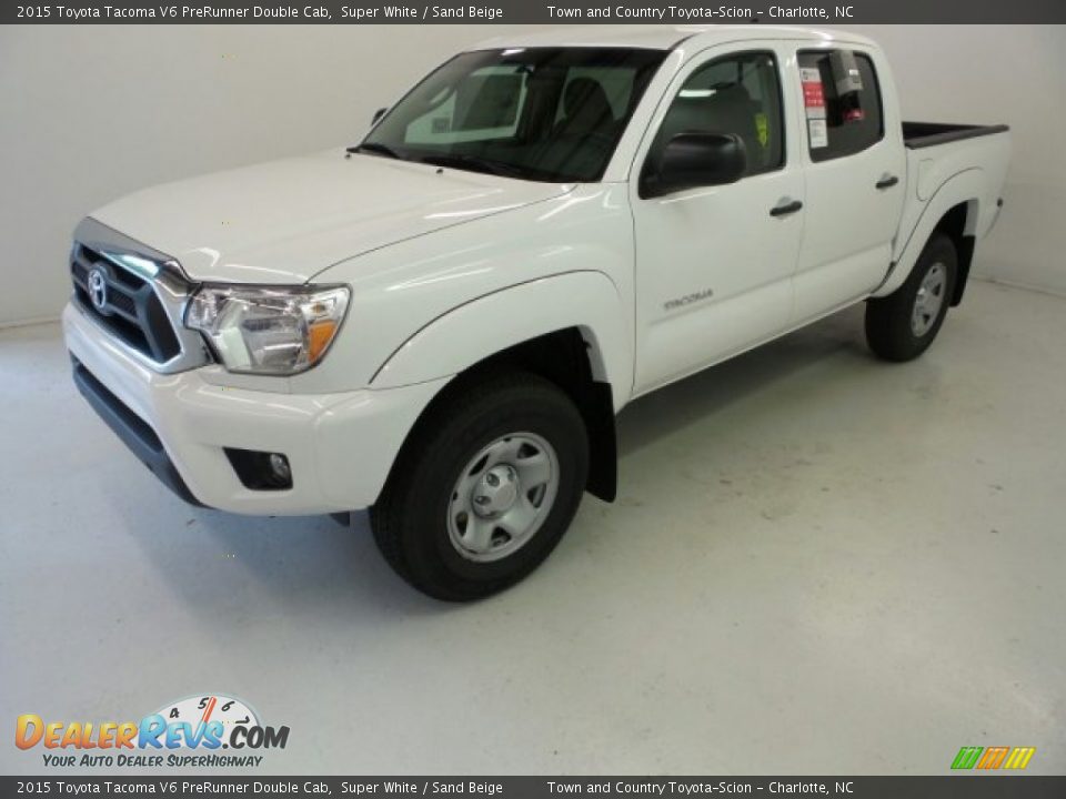 2015 Toyota Tacoma V6 PreRunner Double Cab Super White / Sand Beige Photo #4