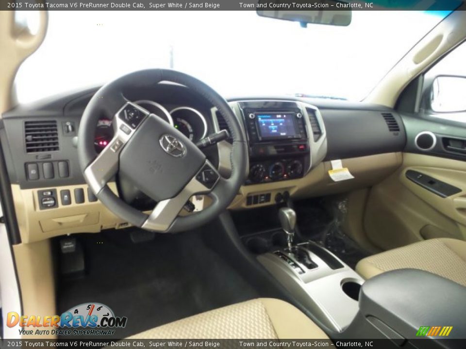 2015 Toyota Tacoma V6 PreRunner Double Cab Super White / Sand Beige Photo #6