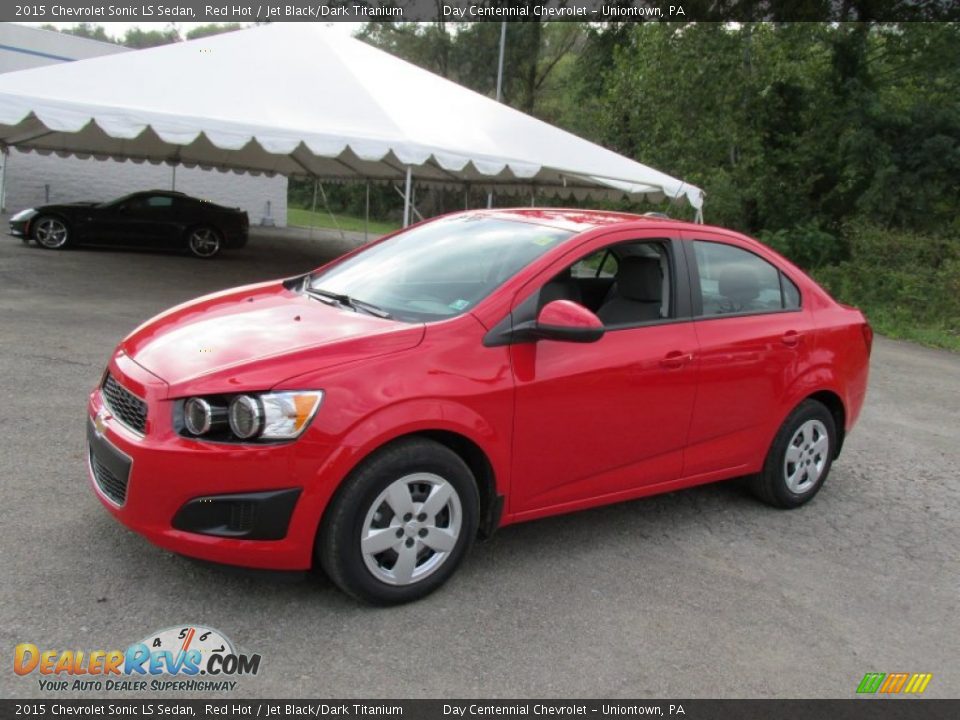 2015 Chevrolet Sonic LS Sedan Red Hot / Jet Black/Dark Titanium Photo #1