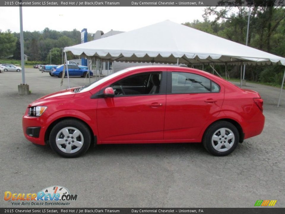 2015 Chevrolet Sonic LS Sedan Red Hot / Jet Black/Dark Titanium Photo #2