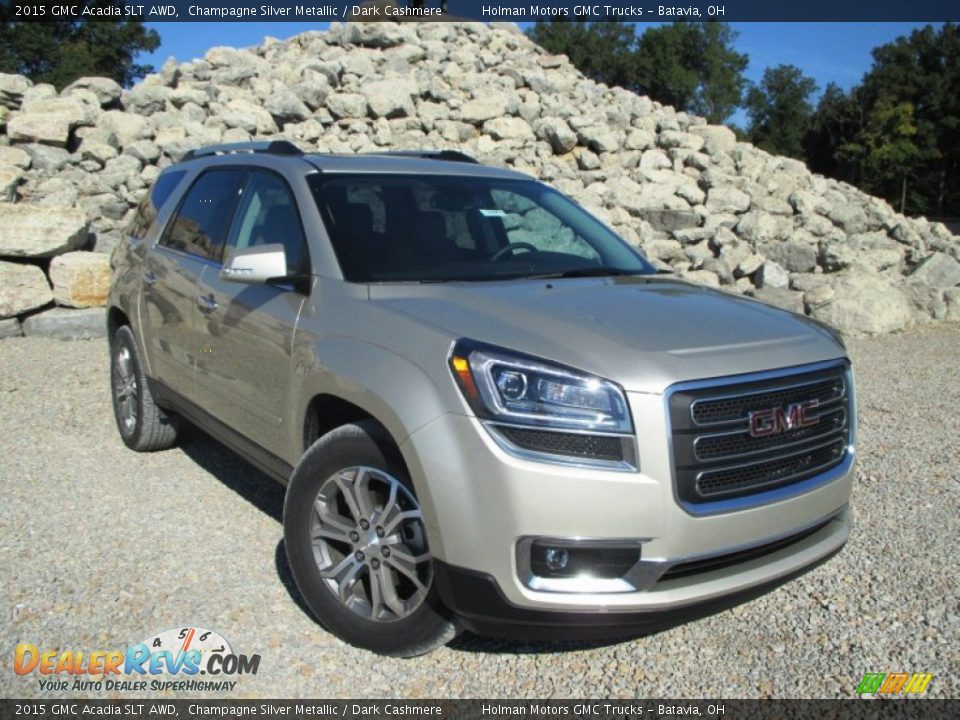 2015 GMC Acadia SLT AWD Champagne Silver Metallic / Dark Cashmere Photo #1