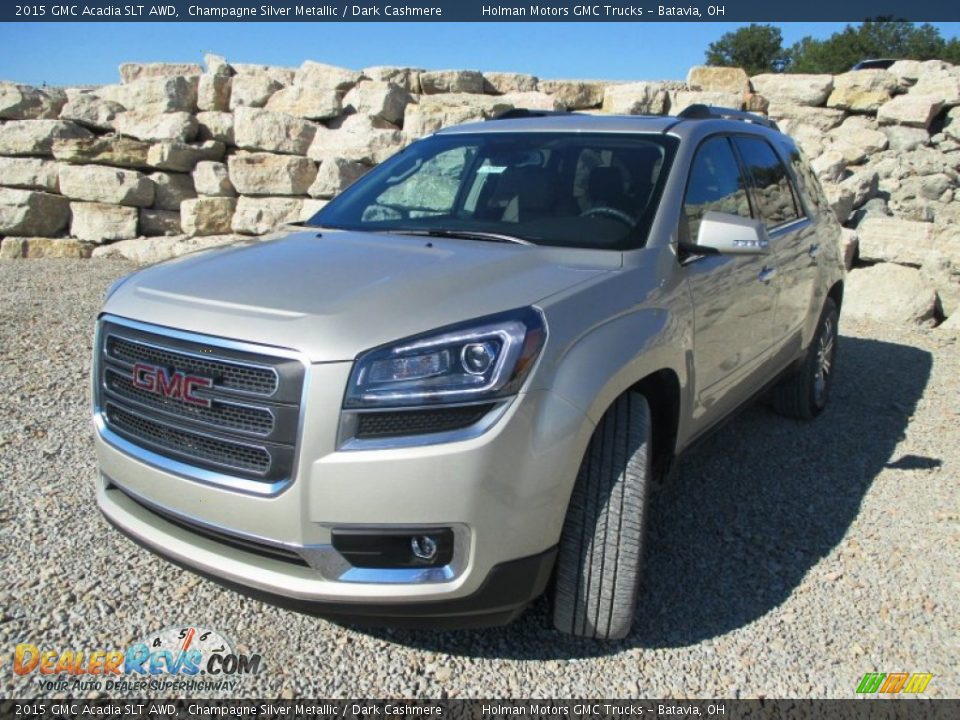 2015 GMC Acadia SLT AWD Champagne Silver Metallic / Dark Cashmere Photo #2