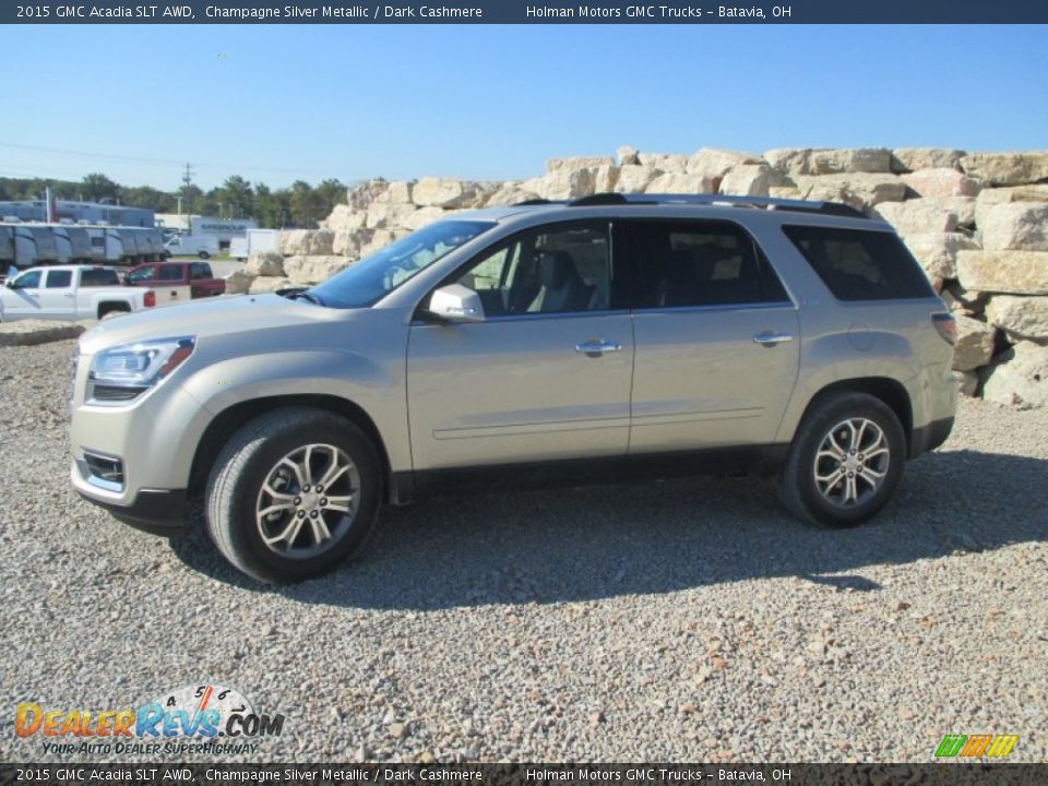 2015 GMC Acadia SLT AWD Champagne Silver Metallic / Dark Cashmere Photo #3