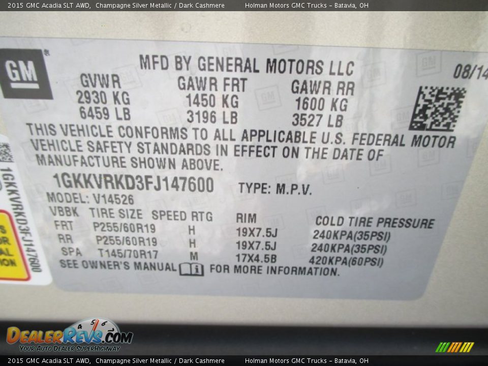 2015 GMC Acadia SLT AWD Champagne Silver Metallic / Dark Cashmere Photo #4