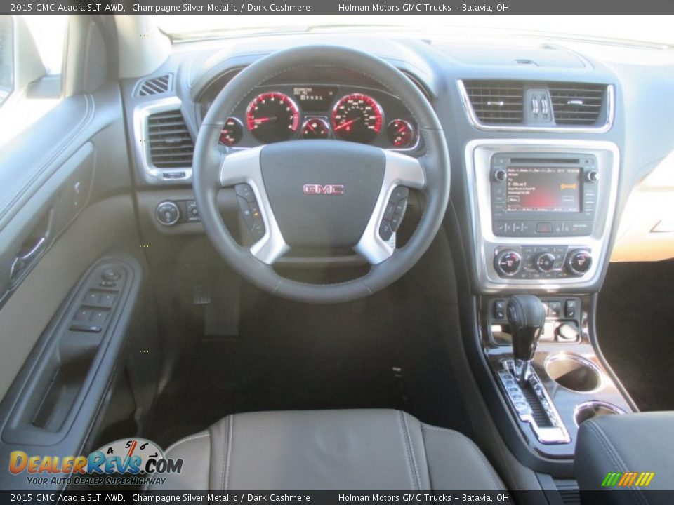 2015 GMC Acadia SLT AWD Champagne Silver Metallic / Dark Cashmere Photo #25