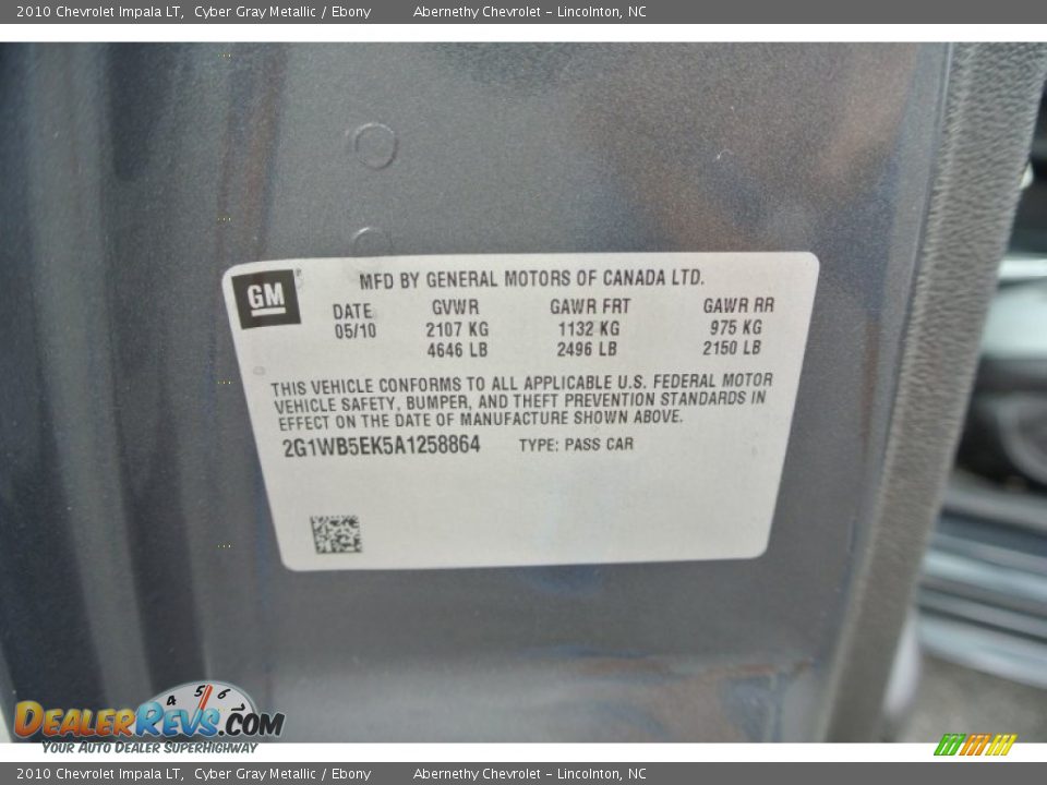 2010 Chevrolet Impala LT Cyber Gray Metallic / Ebony Photo #7