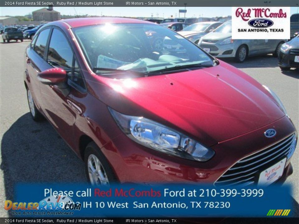 2014 Ford Fiesta SE Sedan Ruby Red / Medium Light Stone Photo #1