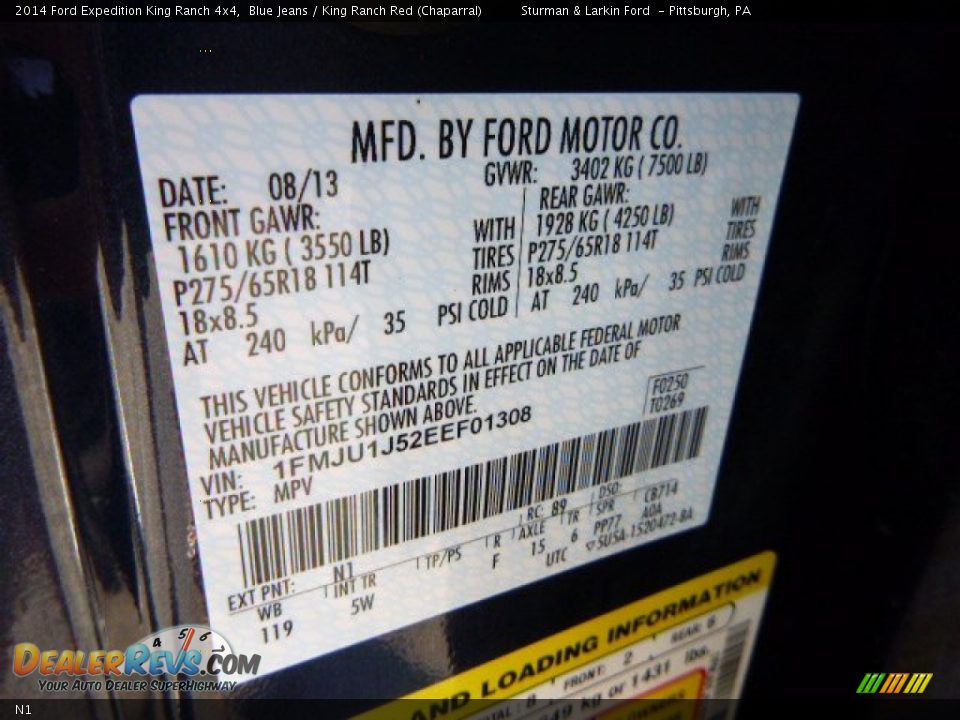 Ford Color Code N1 Blue Jeans