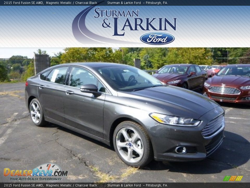 2015 Ford Fusion SE AWD Magnetic Metallic / Charcoal Black Photo #1