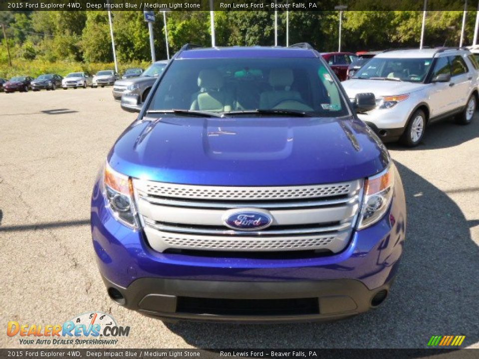 2015 Ford Explorer 4WD Deep Impact Blue / Medium Light Stone Photo #3