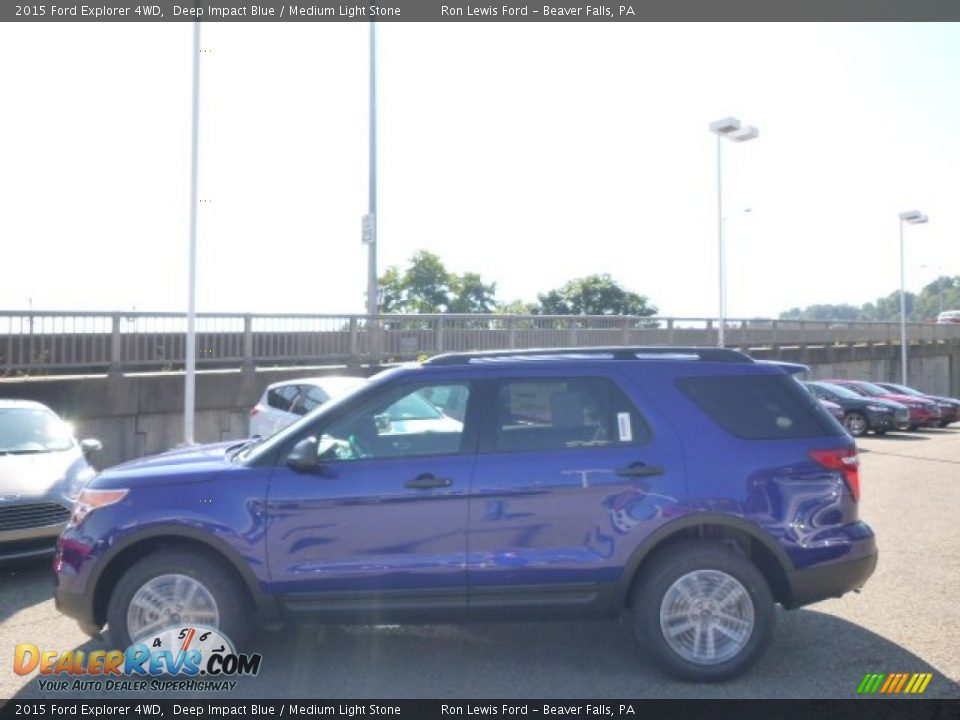 2015 Ford Explorer 4WD Deep Impact Blue / Medium Light Stone Photo #5