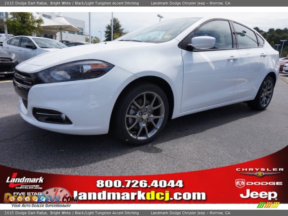 2015 Dodge Dart Rallye Bright White / Black/Light Tungsten Accent Stitching Photo #1