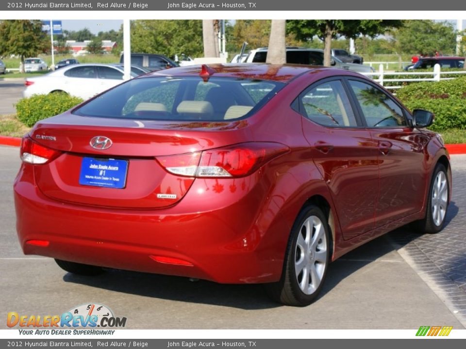 2012 Hyundai Elantra Limited Red Allure / Beige Photo #9