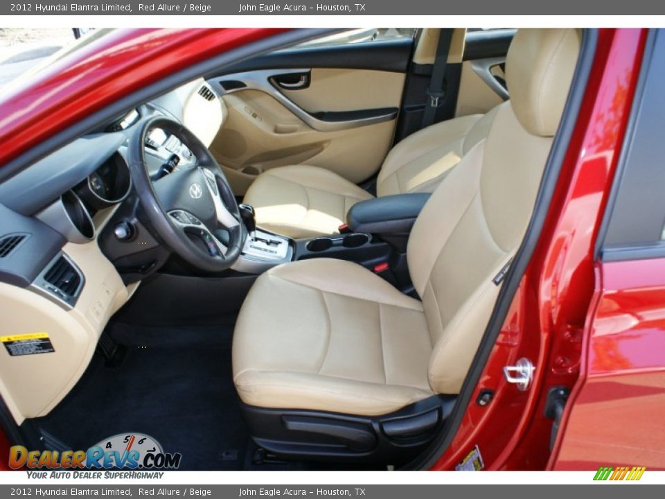 2012 Hyundai Elantra Limited Red Allure / Beige Photo #13