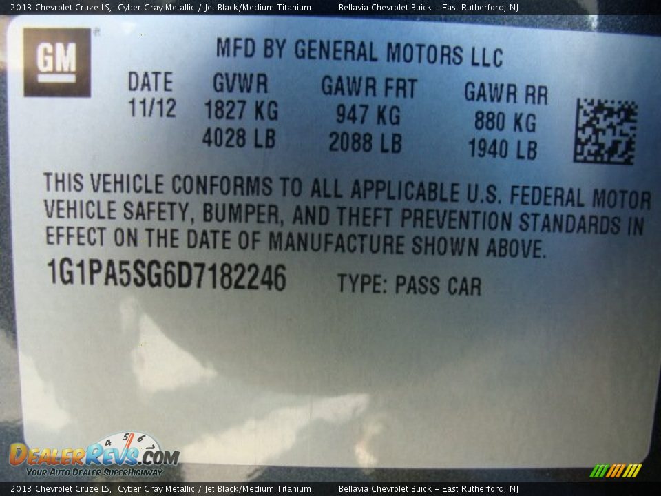 2013 Chevrolet Cruze LS Cyber Gray Metallic / Jet Black/Medium Titanium Photo #15