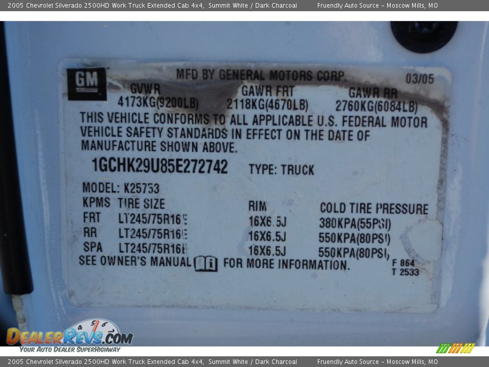 2005 Chevrolet Silverado 2500HD Work Truck Extended Cab 4x4 Summit White / Dark Charcoal Photo #20