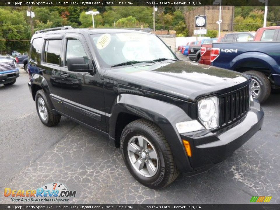2008 Jeep Liberty Sport 4x4 Brilliant Black Crystal Pearl / Pastel Slate Gray Photo #2